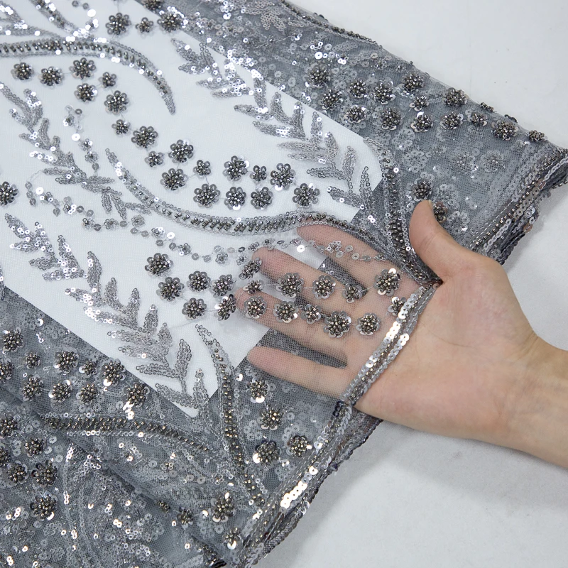 SJD LACE French Mesh Bridal Lace Fabric Beads African Sequins Lace 2025 Hot Sale Nigerian Beads For Women Wedding Dress Sew 3803 SJD LACE French Mesh Bridal Lace Fabric Beads African Sequins Lace 2025 Hot Sale Nigerian Beads For Women Wedding Dress Sew 3803