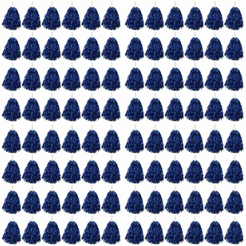 

96Pcs Cheerleading Pom Poms Metallic Foil Cheer Pom Poms With Plastic Handle For Adults Kids Cheerleaders Party Blue