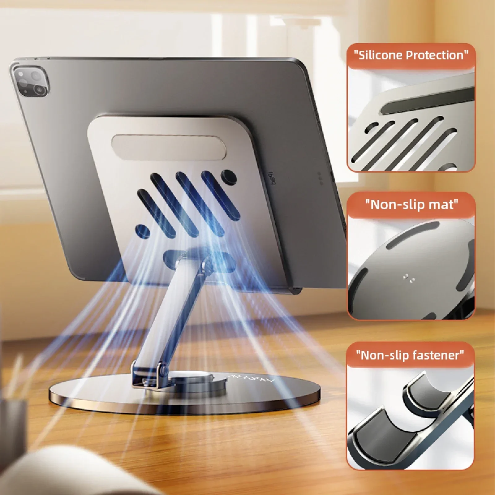 360 ° Rotatable Metal Holder Desktop Lazy Phone Tablet Stand and Drama Watching Accessories for iPhone Samsung iPad Galaxy Tab