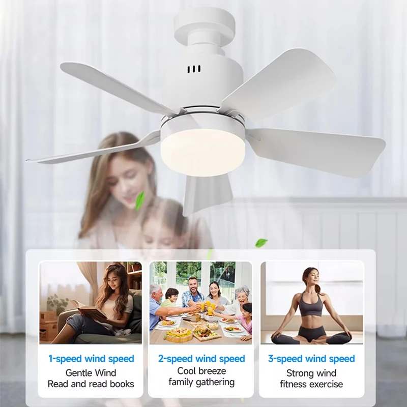 E27 Ceiling Fan Household Fan Light Detachable Multifunctional Remote Control Ceiling Fan Light for Living Room and Bedroom Lamp