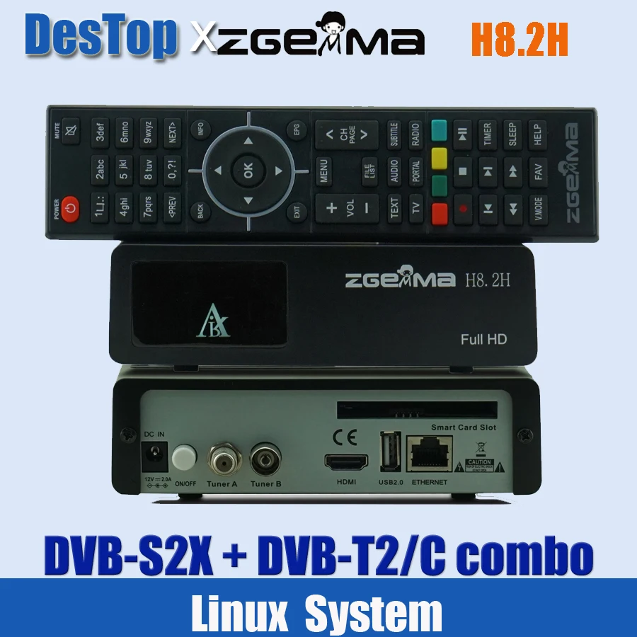 Hot sale!!! ZGEMMA H8.2H Satellite TV Receiver Linux Enigma2 Receptor  DVB-S2X+DVB-T2/C H2.65 1080P HD Digital Satellite Receiver