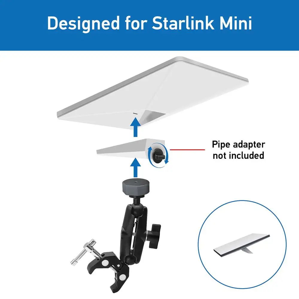 Starlink Mini Mount Starlink Mini Rv Ladder Roof Rack Mount Universally Adjustable Angle Clamp Adapter starlink mount bracket