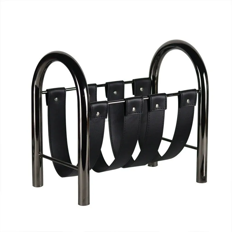 Modern Metal Black Leather Magazine Rack Study Storage Creative Handheld Storage Rack