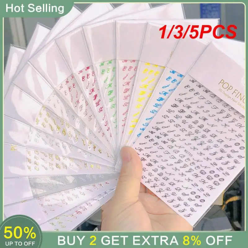 

1/3/5PCS Nail Art Stickers Nail Decoration Abc Letter Decals Nail Supplies Nail Tattoos English Letter Colorful Manicure Wraps