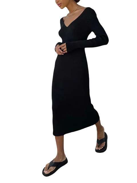 편안함과 세련함이 조화를 이루는 여성용 니트 바디콘 드레스