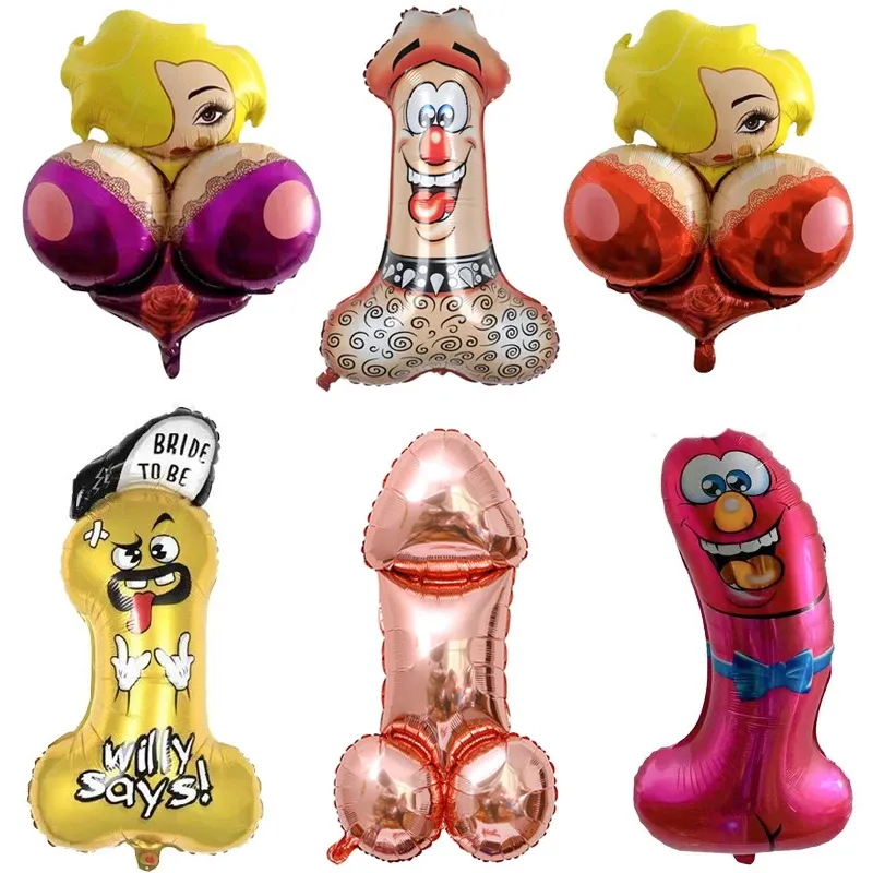  Willie Shape Foil Balloons Funny Sex Products Balloon Bachelorette Party Inflatable Penis Ballons Adult Party Decoration 