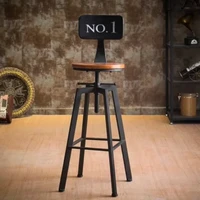 Industrial Swivel  Bar Stools ,Wrought-iron Bar Chair,Household Lift Bar Chairs,Solid Wood High Chair,High Bar Stools 3