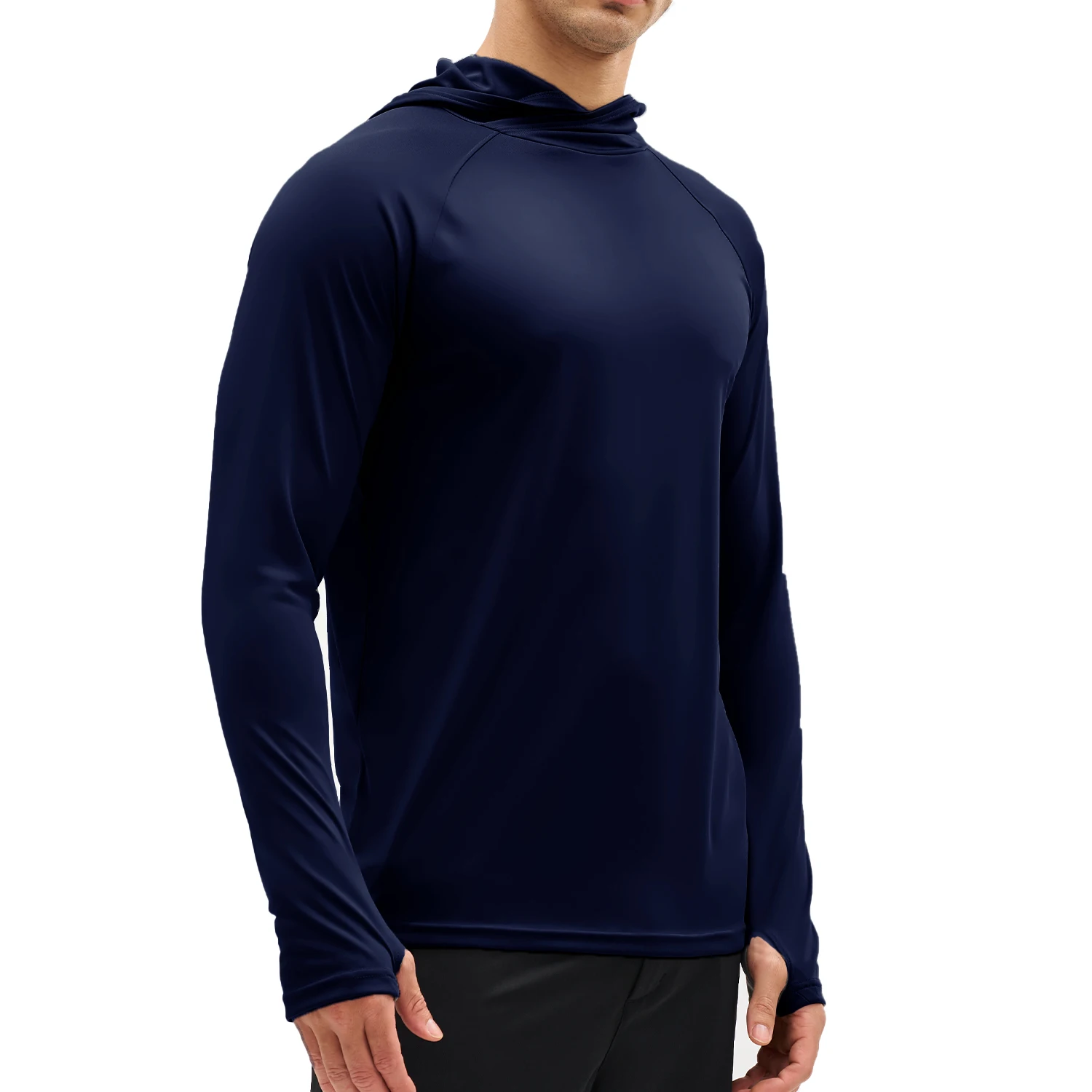 EKLENTSON Herren UPF 50+ Leichte Kapuzenpullover, schnell trocknendes Rashguard-Shirt mit Kreuzkragen, Sonnenschutz für sportliches Laufen – Detail 16