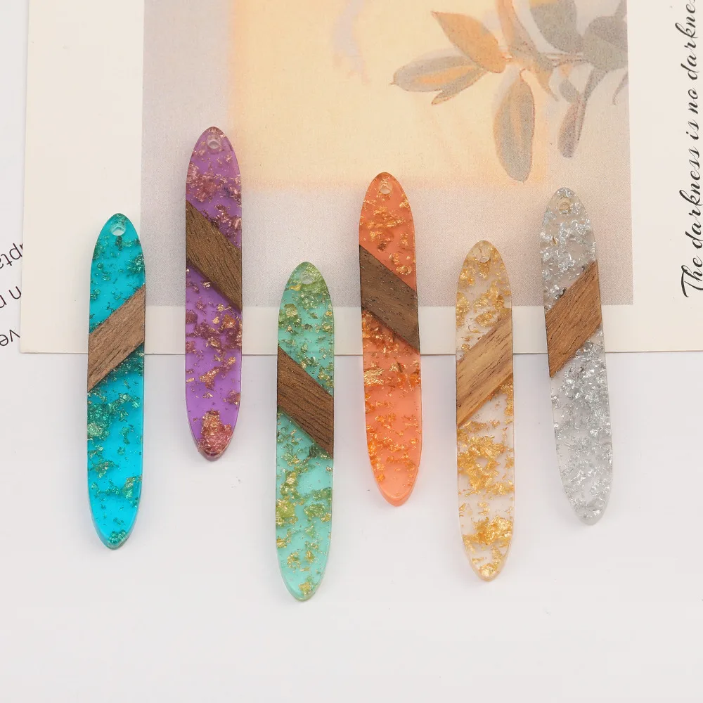 Cordial Design 50Pcs 9*53MM Jewelry Accessories/Hand Made Charms/Natural Wood&Resin/Stick Shape/Jewelry Findings&Components - cordial