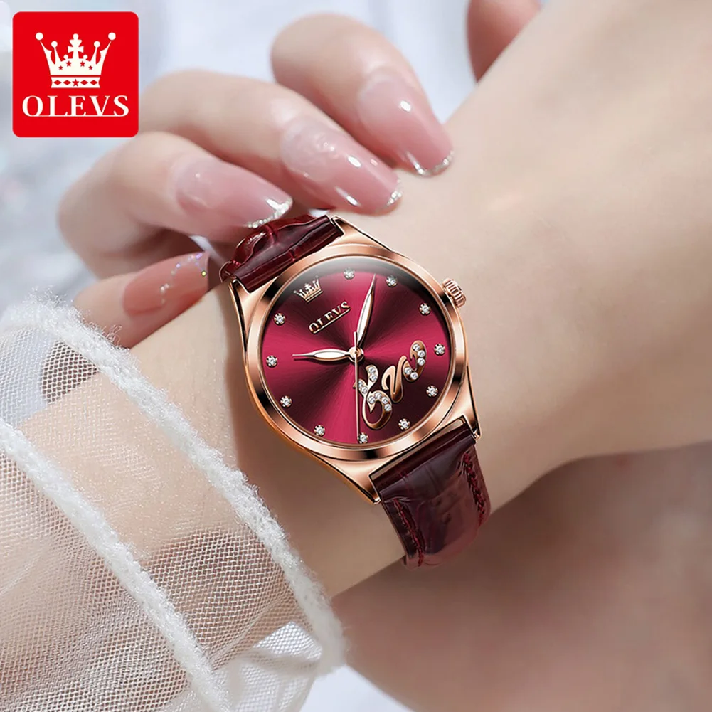 OLEVS Top Brand Luxury Quartz Watch for Women Waterproof Sport Wristwatch Fashion Leather Strap Female Watch Relogio Feminino