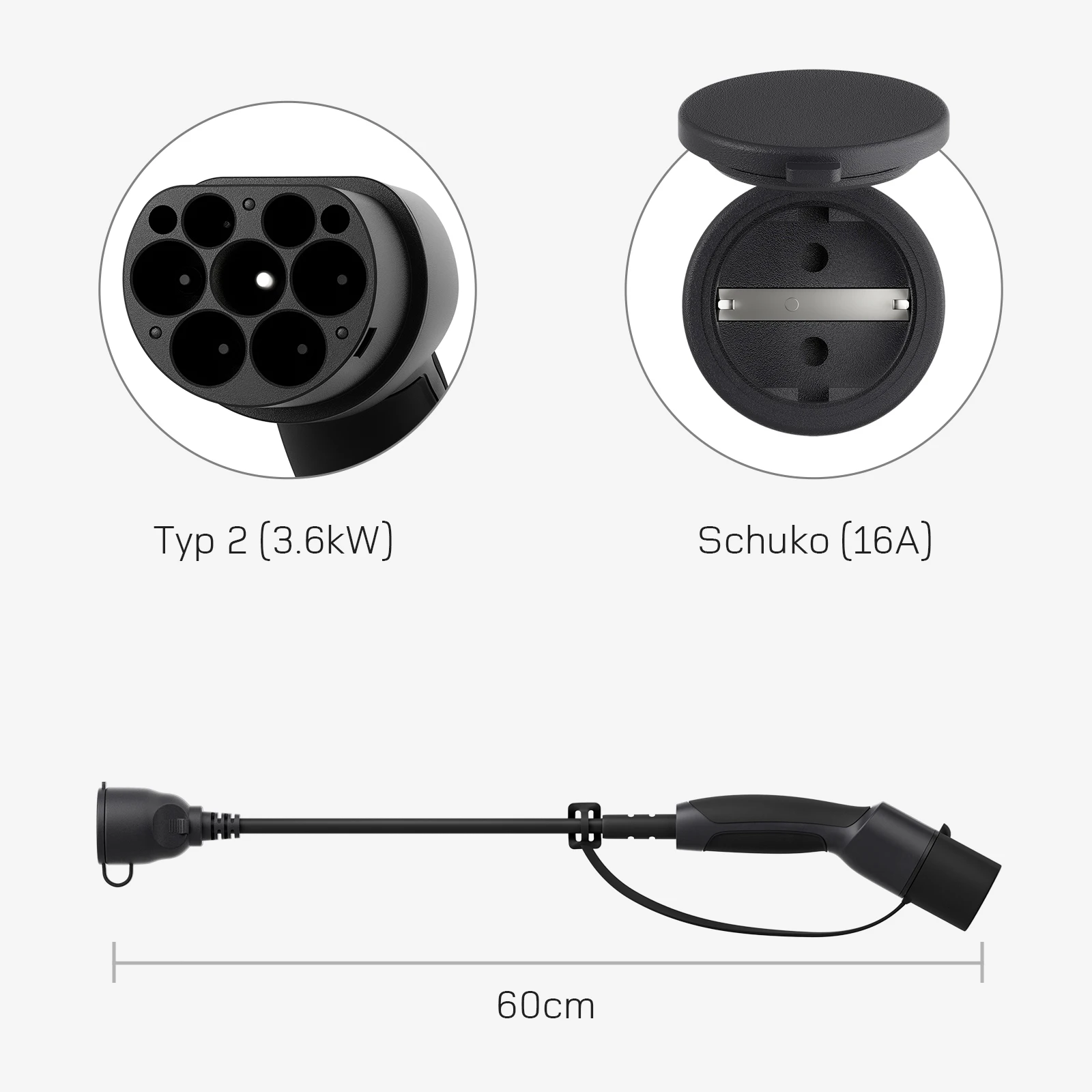 Adaptateur Type 2 (voiture électrique) Vers Prise Schuko Avec Interrupteur - Pour Câble De Charge 16A - Couleur Rouge - 2