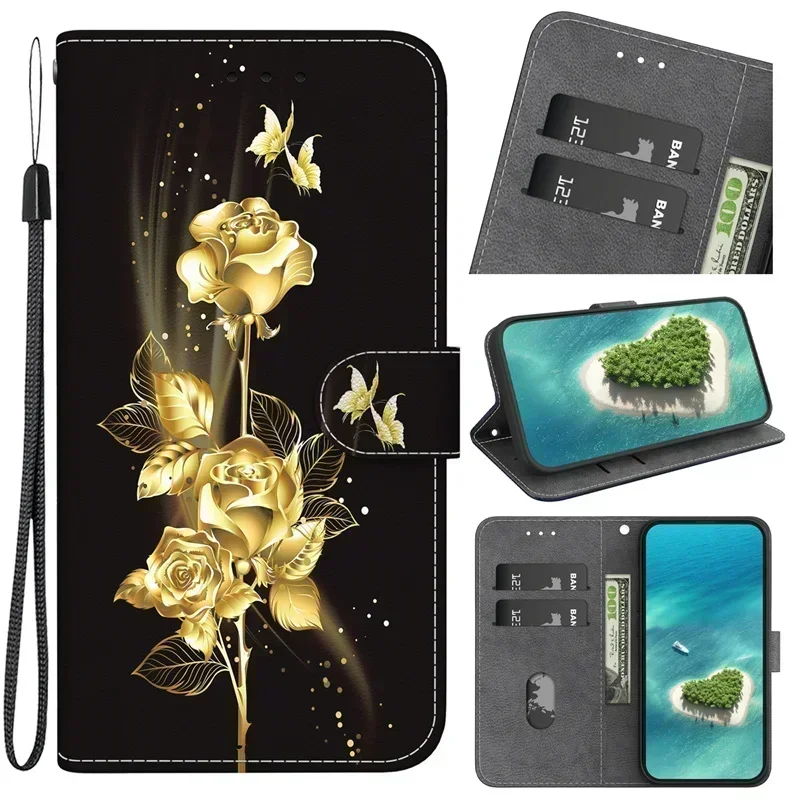Magnetic Geometric Textile Wallet Book Cover Phone Case