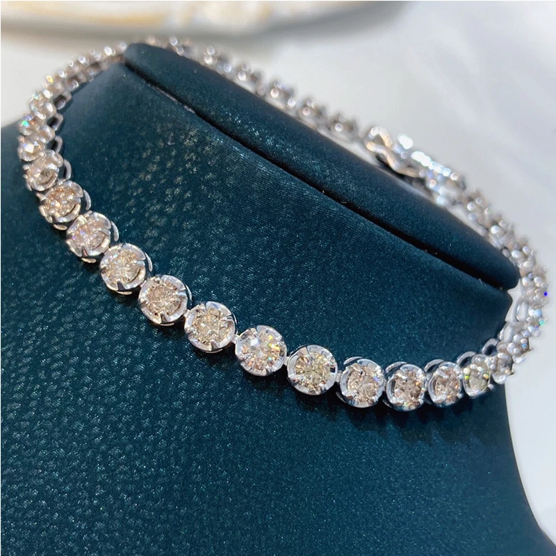 Sfff8cfeb3b994cadb539649a98e2f957J Aazuo Fine Jewelry Real 18K White Gold Natrual Diamond 5.0ct Classic Tennis Bracelets For Woman Upscale Trendy Engagement Party