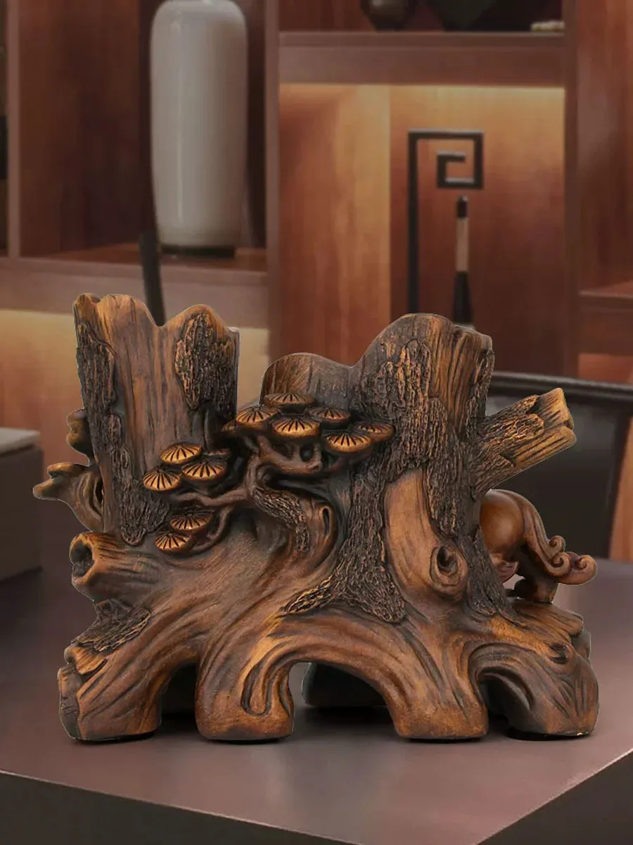 Wangcai Shouye Double Pen Holder, Zhaocai Pixiu Decoration, Office Desktop Decoration, Practical Craft