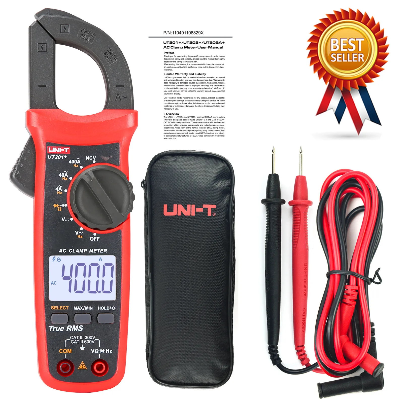 

UNI-T UT201+/UT202+/UT203+ True RMS Clamp Meter MAX/MIN AC DC Current Voltage Capacitance Resistance Tester.