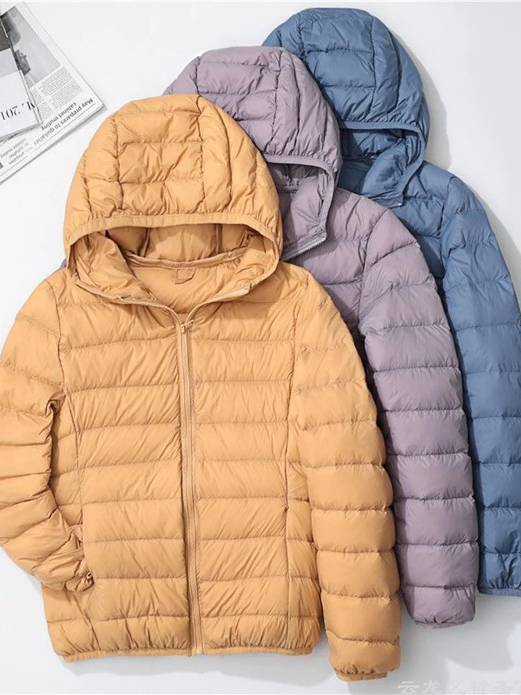 White Duck Down Jacket Warm Coat Parkas 2023 Autumn Winter New Women Ultralight Hooded Parka Down Jacket Female Coat