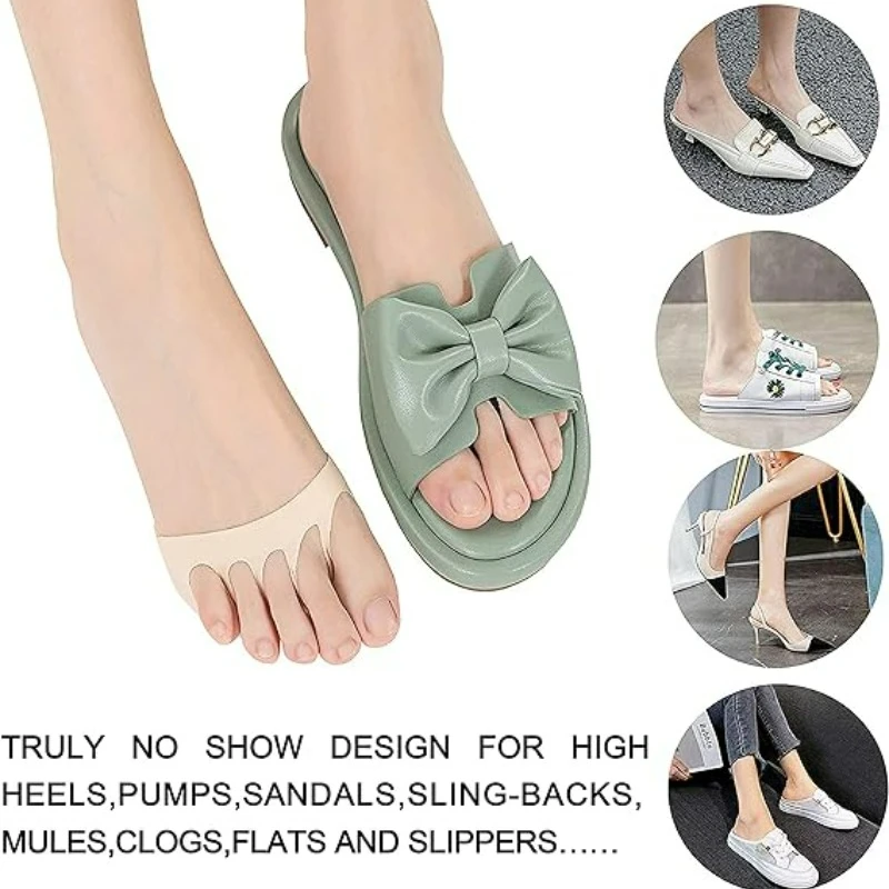 Thin Split Toe Socks Insole Half Foot Liners High Heels Pain Relieving Forefoot Pads Sweat-absorbing Feet Care Five Toes Cushion