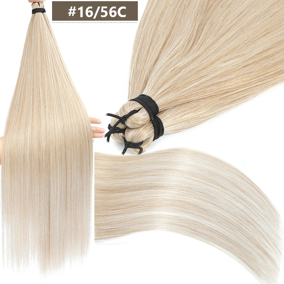 28 Zoll 300 Gramm Häkelzöpfe Glattes Haar Ombre Braun 6 # Blond 613 # Orange Hair Bio Hochtemperatur-Synthetikhaar – Detail 23