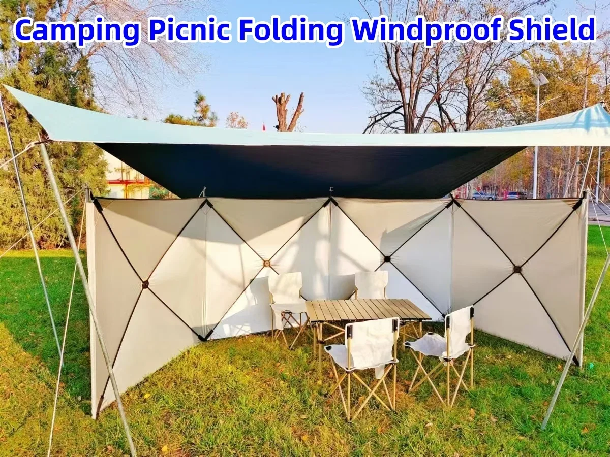 Outdoor Windproof Shield Folding Camping Windshield Gas Stove Burner Windscreen Shelter Wind Picnic Camping Large Panel camping windscreen