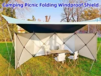 Outdoor Windproof Shield Folding Camping Windshield Gas Stove Burner Windscreen Shelter Wind Picnic Camping Large Panel Camping 1