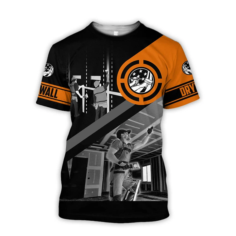 

Men's T-Shirt Drywall Finisher Graphic 3D Print O-Neck Clothed Outdoor Daily Short Sleeve Fashion Vintage Tee Oversized Male Top