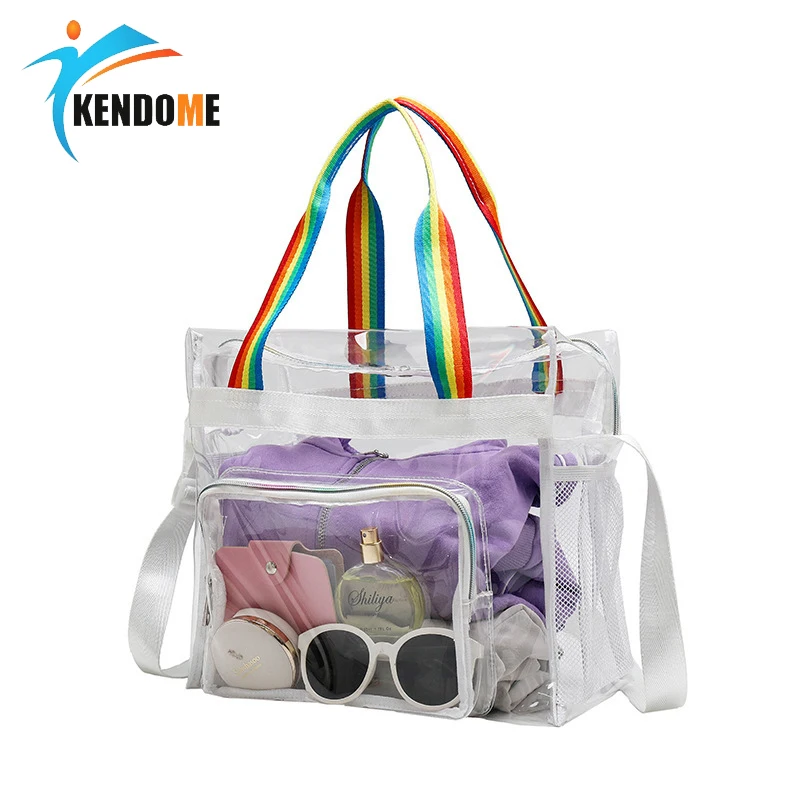 

PVC Transparent Beach Swim Handbags Portable Waterproof Tote Bag Outdoor Sport Fitness Yoga Bagpack X499