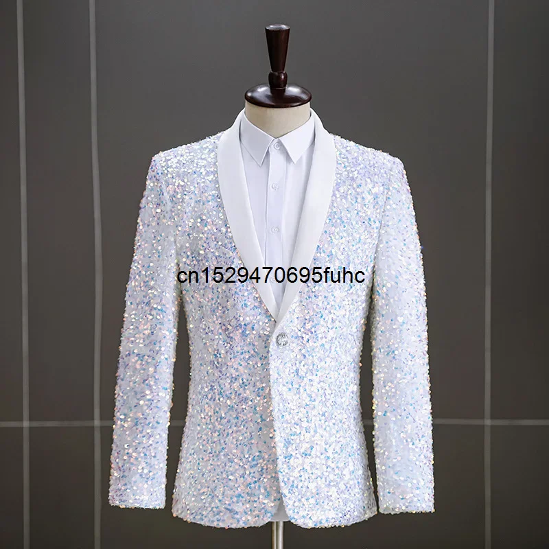Men's Dress Sequins Fashion Stage Performance Suit Blazer