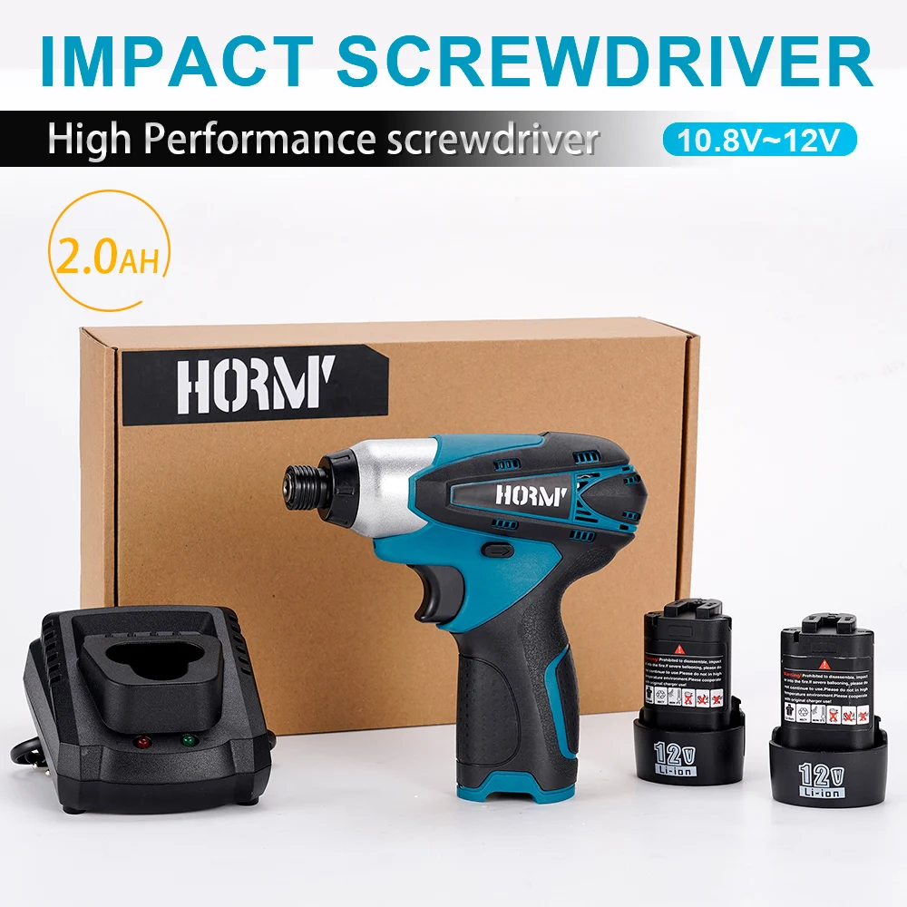 

12V Impact Electric Screwdriver Rechargeable Household Handheld Cordless Electric Drill With 2000mAh Battery+Screwdriver Set