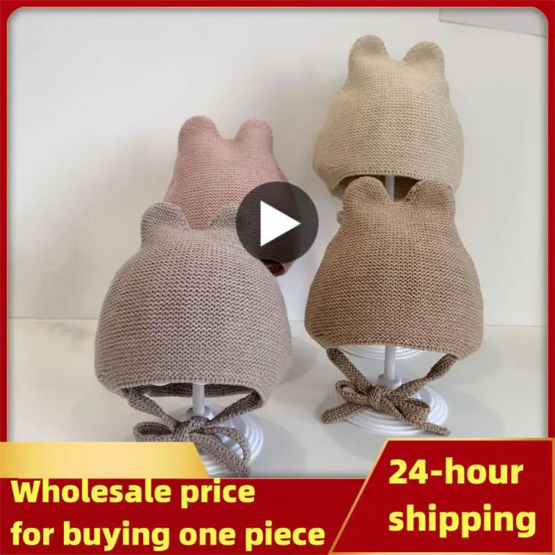 

Winter Spring Crochet Baby Hat Soft Pompom Infant Boys Beanie Solid Color Kids Knitted Warm Ear Protection Bonnet Hat