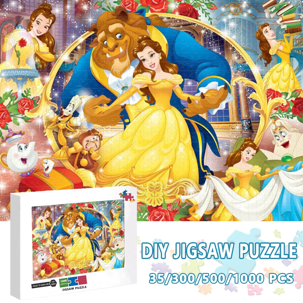 Beauty and The Beast Paper Puzzle Disney Princess Belle Jigsaw Puzzles for  Adult Education Intellectual Decompression