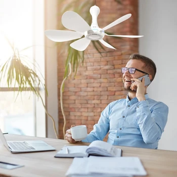 Silent 6 Leaves USB Powered Ceiling Canopy Fan with Remote Control Timing 4 Speed Hanging Fan for Camping Bed Dormitory Tent New 3