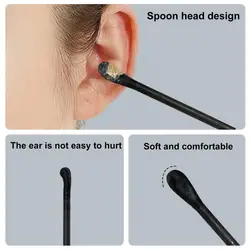 Great  Cotton Buds Black Color Makeup Spiral Cotton Swab Ear Cleaning Gadget Allergy Free Practical Cosmetic Swab for Hiking