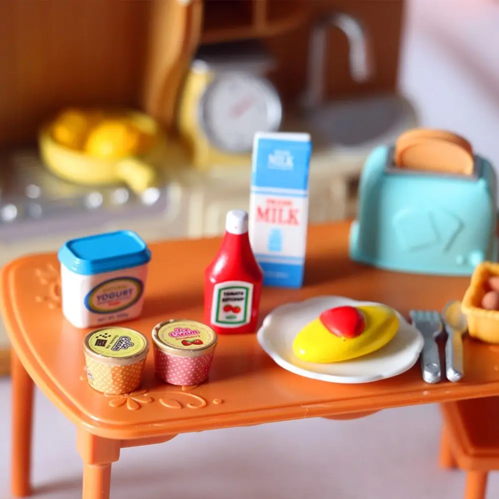 Simulation Dollhouse Tomato Sauce Decoration Pretend Play Miniature Yogurt Model Resin Mini Doll Kitchen Food Dolls House Decor