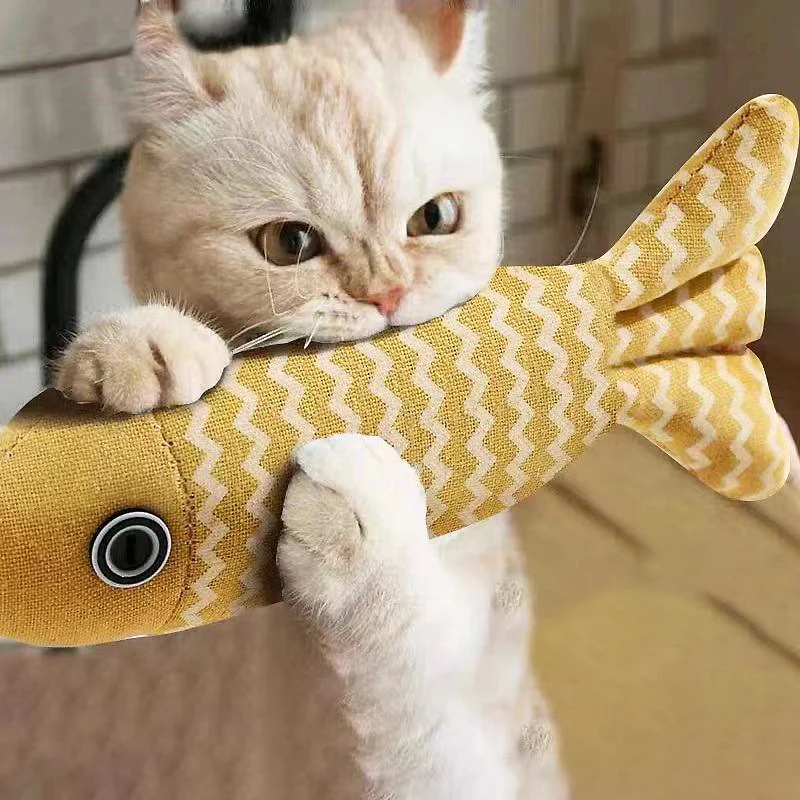 Simulated mint fish cat toy for relieving boredom, durable scratching and biting, hemp cloth fish cat toy, pet supplies