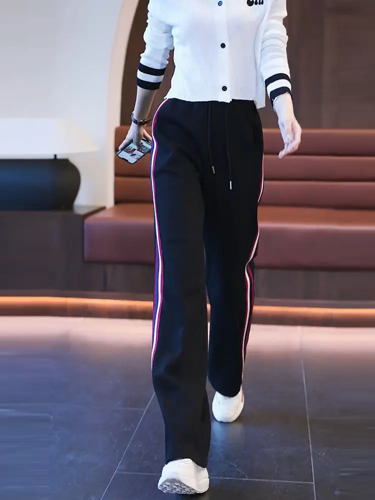 Leisure and Fashionable High Waisted Wide Leg Pants+long Sleeved Top Set for Women's Spring and Autumn New Two-piece Set