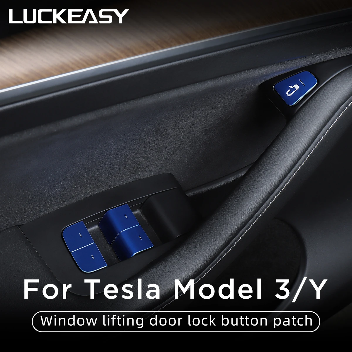 For Tesla Model 3 Model Y 2017-2023 Car Window Switch Button Decoration Sticker Door Button Sticker model3 Interior Accessories images - 6