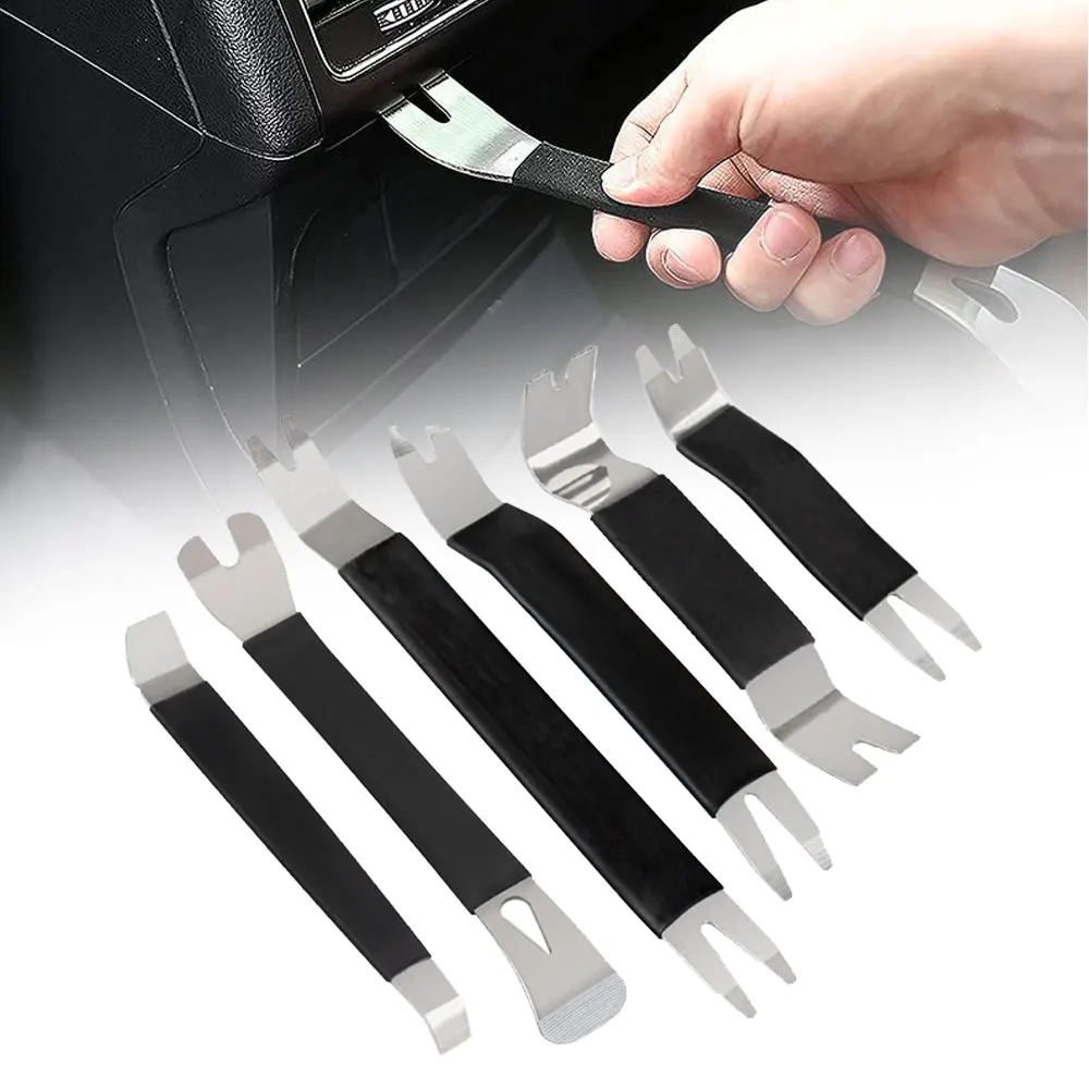 

6Pcs Portable Auto Door Clip Trim Removal Tools Kits Car Dashboard Audio Radio Panel Repair Metal Removal Pry Disassembly Tool