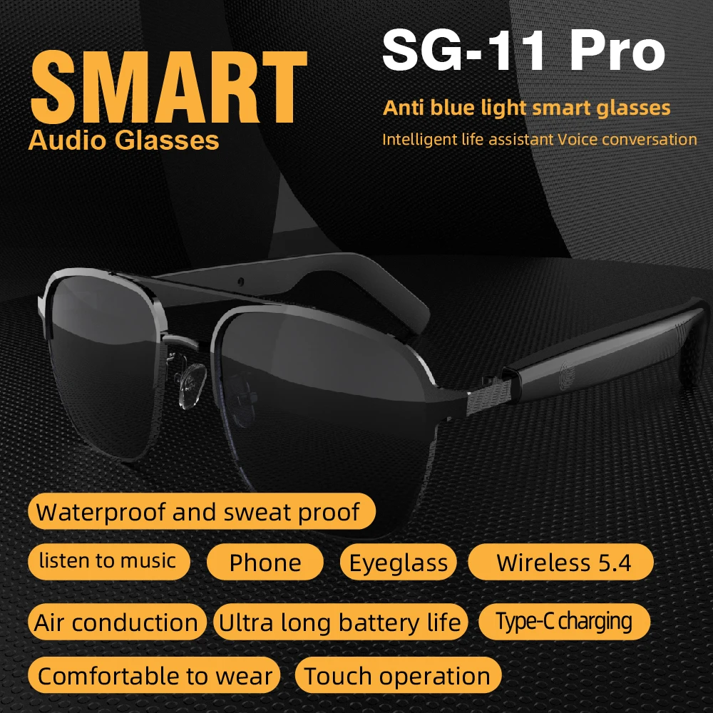 New SG-11 Smart Wireless Bluetooth Listen Music To Answer The Phone Men And Women Fashion Anti-blue Light Glasses_voghion.com
