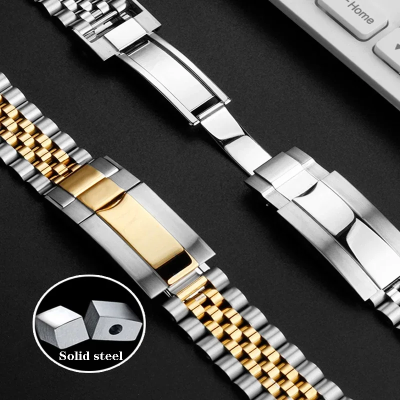 

Ремешок из нержавеющей стали для часов Rolex, изогнутый браслет с постоянным движением, для мужчин и женщин, цепочка для наручных часов, 20 мм