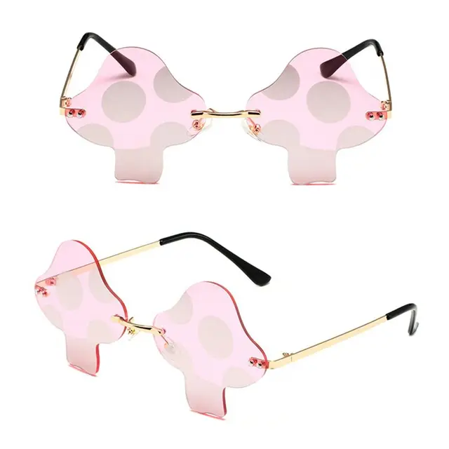 Mushroom Shape Sunglasses Irregular Rimless Trendy Fun Eyewear_voghion.com
