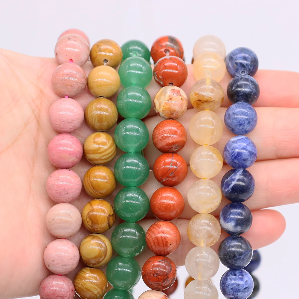 4/6/8/10mm Natural Stone Beads Tiger Eye Amethyst Rose Quartz Agate Loose Spacer Beads for Jewelry Making DIY Bracelet Necklaces