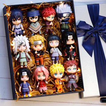 Hot 12pcs/set Anime Naruto Shippuden Hinata Sasuke Itachi Kakashi Gaara anime figure Q Version PVC Figures Toys Dolls Kid Gift 1