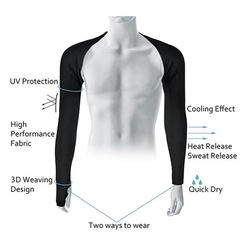 

Summer Ladies Cooling Shawl Arm Sleeves Sun UV Protection with Finger Hole for Golf,Driving,Riding,Fishing(Black)
