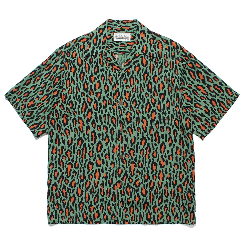 Classic Leopard Print WACKO MARIA Shirt High Quality Retro Short Sleeve Shirt Tops Mens Womens Hawaii Shirt 2