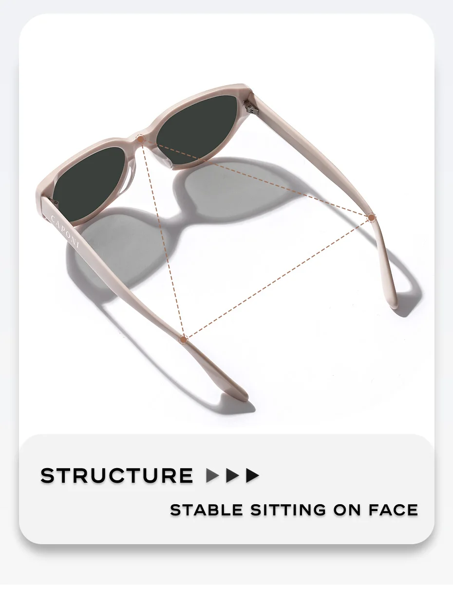 CAPONI Neue polarisierte Damen-Sonnenbrille, meistverkaufte Outdoor-Brille im Vintage-Design, Cat-Eye-Brille, Marke Acetate UV400, rosa Farbtöne, BH24006 – Detail 6