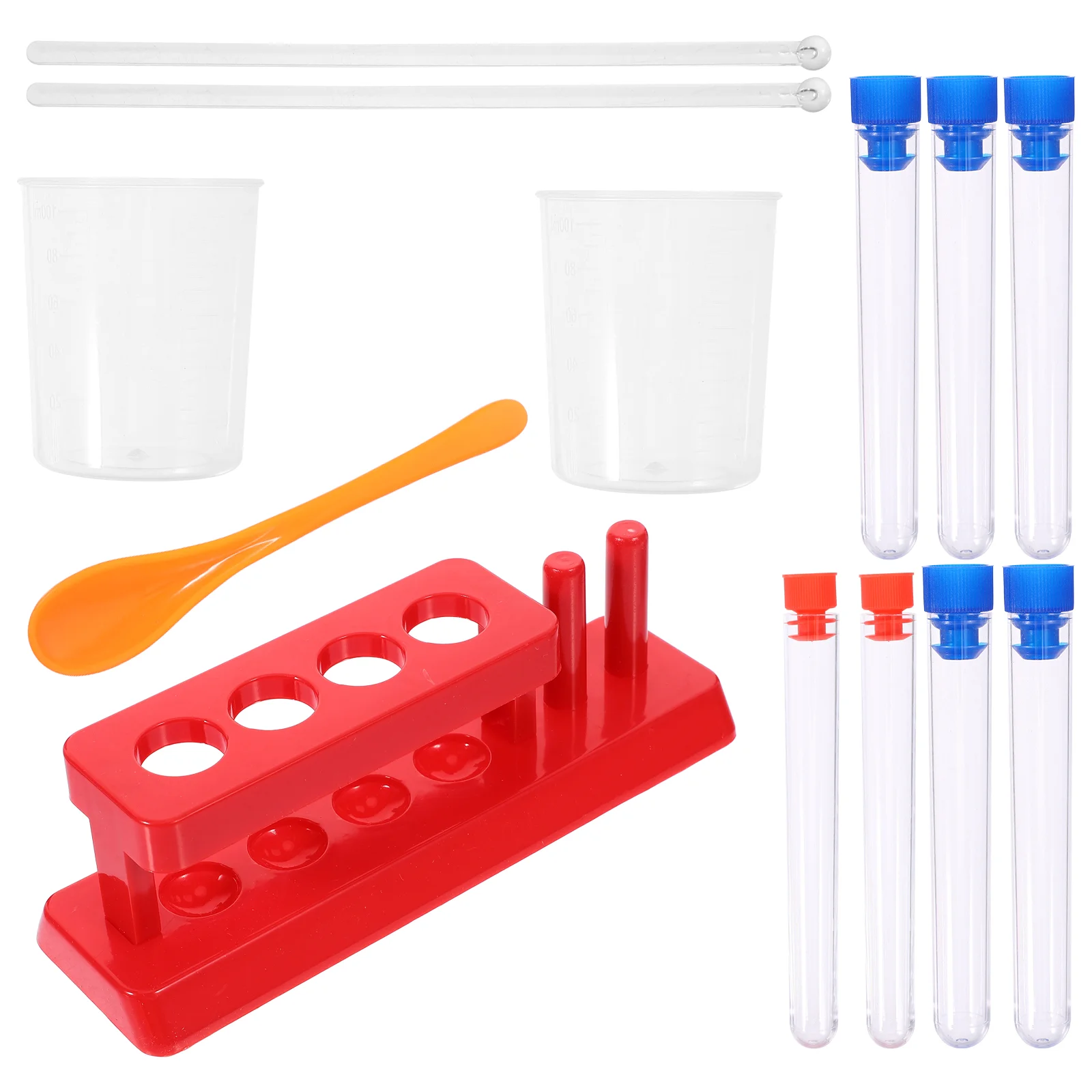 

Children's Experimental Accessories Scientific Test Tube Science Toy Manual with Cover Measuring Cup Plastic Tubes for Kids