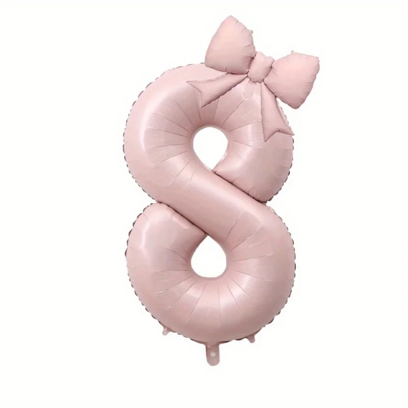 1 Satz großer 40-Zoll-Zahlen-Rosa-Folienballon mit Schleife 1 2 3 4 5 6 7 8 9 für Kinder, Jungen und Mädchen, Geburtstagsfeier, Babyparty-Dekorationen – Detail 9