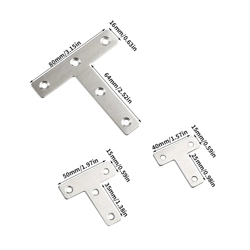 12pcs Stainless steel T-shaped 90 degree corner code bracket for table chair wooden frames furniture repair corner code stainless steel angle bracket furniture hardware angle bracket angled furniture hardware angle connector