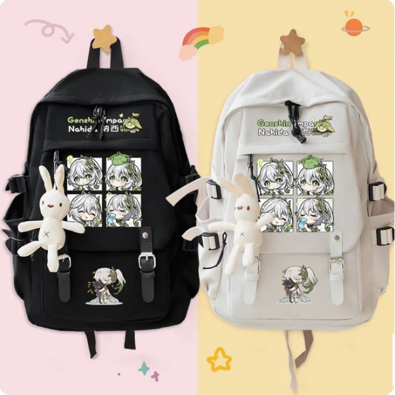 Anime Genshin Impact Nahida  Big Capacity Girls Backpack Travel Bag Boy Teenager Schoolbag
