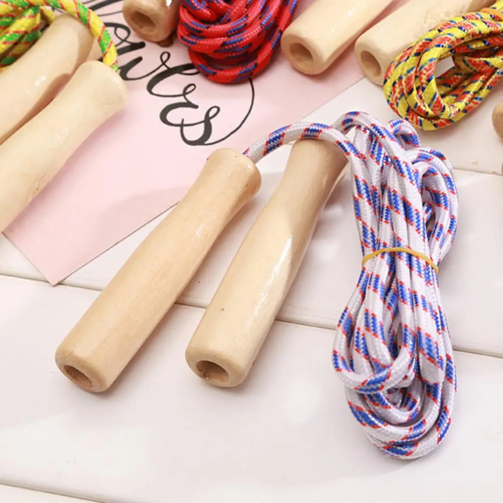 Kids Student Men Women Boys Girls Skipping Rope Wooden Handle Colorful Braiding Jump Rope Fitness Training jump rope